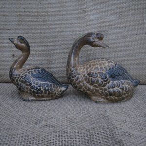 Vintage Japan Porcelain Geese Figurine Set of 2